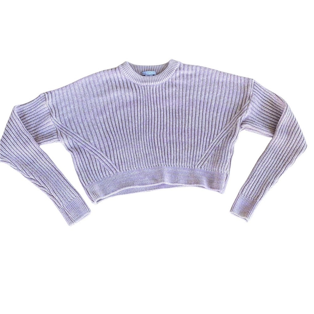 Urban Outfitters Big Sur Ribbed Knit Sweater Crop Top Soft Lilac Pink Size Med - Picture 4 of 8